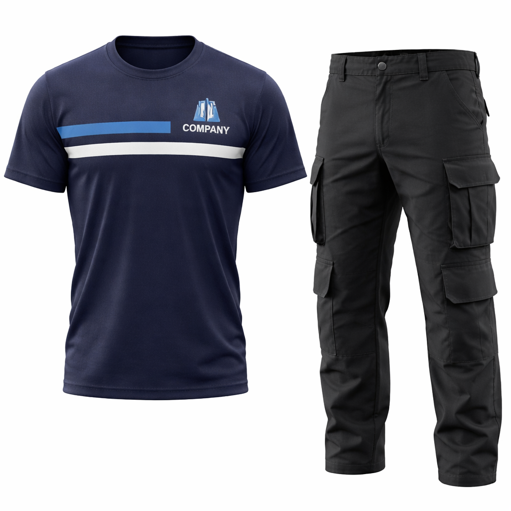 اريد تصميم يونفورم لشركة بناء تي شيرت كحلي غامق به خطين عند الصدر واحد سماوي وواحد ابيض وبنطلون كارقو ب ٦ جيوب ٣ يمين و٣ يسار لونه اسود
اريد تصميم يونفورم لشركة بناء تي شيرت كحلي غامق به خطين عند الصدر واحد سماوي وواحد ابيض وبنطلون كارقو ب ٦ جيوب ٣ يمين و٣ يسار لونه اسود