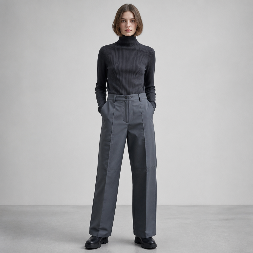A Pants design. Consider German fashion — functional minimalism, Bauhaus-influenced clean lines, sustainable fashion forward. Current season is Autumn in Germany. Present it as professional fashion catalogue photography: the garment is the subject, shown full-length with editorial styling, neutral posing and tasteful, non-suggestive framing.
photorealistic fashion design, A Pants design. Consider German fashion — functional minimalism, Bauhaus-influenced clean lines, sustainable fashion forward. Current season is Autumn in Germany. Present it as professional fashion catalogue photography: the garment is the subject, shown full-length with editorial styling, neutral posing and tasteful, non-suggestive framing., just the design no text
