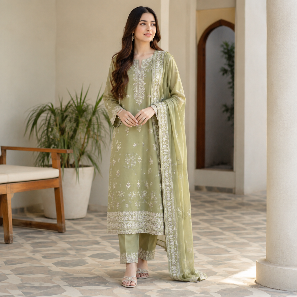 A Salwar Kameez design, in Casual style. Pakistan fashion aesthetics. Present it as professional fashion catalogue photography: the garment is the subject, shown full-length with editorial styling, neutral posing and tasteful, non-suggestive framing.
photorealistic fashion design, A Salwar Kameez design, in Casual style. Pakistan fashion aesthetics. Present it as professional fashion catalogue photography: the garment is the subject, shown full-length with editorial styling, neutral posing and tasteful, non-suggestive framing., casual style, just the design no text