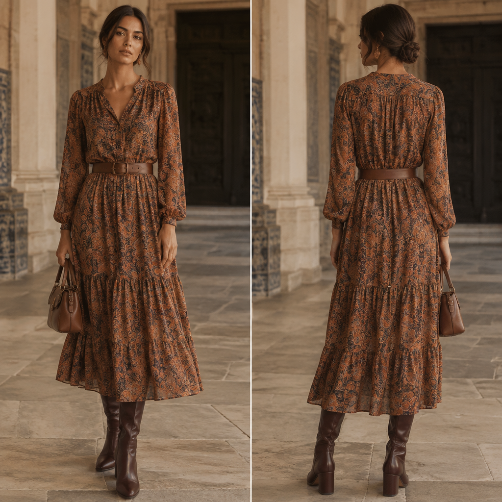 A Female Dress design, suitable for Fall. Portugal fashion aesthetics. Current season is Autumn in Portugal. Present it as professional fashion catalogue photography: the garment is the subject, shown full-length with editorial styling, neutral posing and tasteful, non-suggestive framing.
photorealistic fashion design, A Female Dress design, suitable for Fall. Portugal fashion aesthetics. Current season is Autumn in Portugal. Present it as professional fashion catalogue photography: the garment is the subject, shown full-length with editorial styling, neutral posing and tasteful, non-suggestive framing., just the design no text
