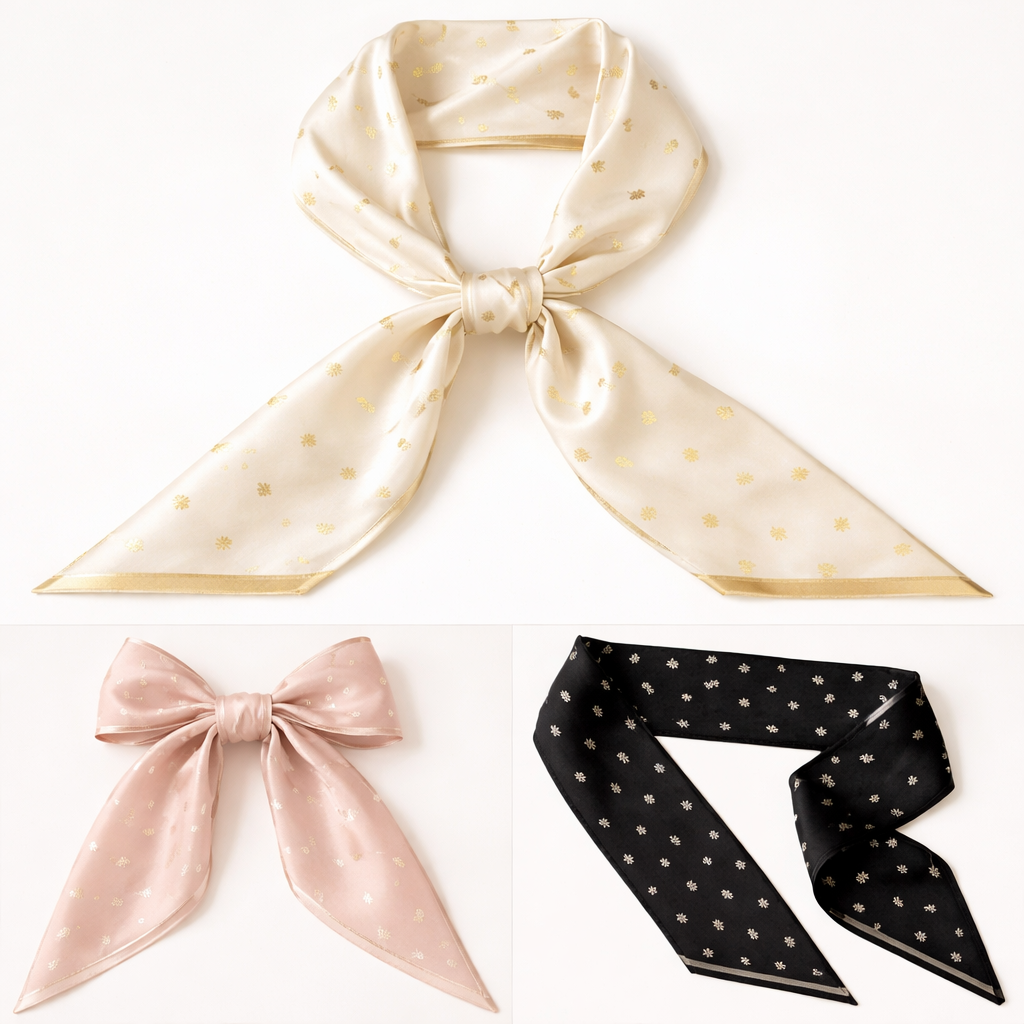 Design a silk scarf that is 5 x 86 cm with oblique edges.
Design: Tiny laurel leaves spaced evenly (not dense)
• Scale: Each motif no larger than 6–8 mm
• Symbolism: Achievement, success, honor
Works especially well in:
• Gold on ivory
• Pearl on blush
• White on black
Design a silk scarf that is 5 x 86 cm with oblique edges.
Design: Tiny laurel leaves spaced evenly (not dense)
• Scale: Each motif no larger than 6–8 mm
• Symbolism: Achievement, success, honor
Works especially well in:
• Gold on ivory
• Pearl on blush
• White on black, classic style, show front and back