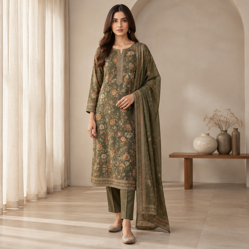 A Female Salwar Kameez design, suitable for Fall, in Casual style. AF fashion aesthetics. Present it as professional fashion catalogue photography: the garment is the subject, shown full-length with editorial styling, neutral posing and tasteful, non-suggestive framing.
photorealistic fashion design, A Female Salwar Kameez design, suitable for Fall, in Casual style. AF fashion aesthetics. Present it as professional fashion catalogue photography: the garment is the subject, shown full-length with editorial styling, neutral posing and tasteful, non-suggestive framing., casual style, just the design no text