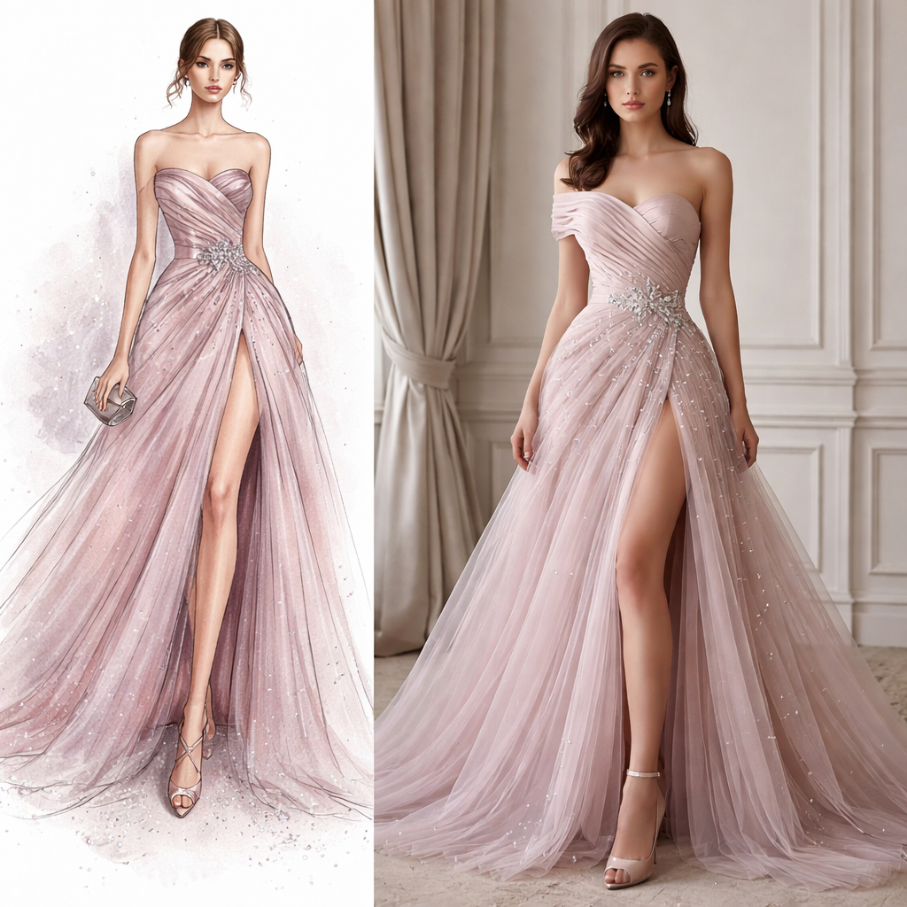 حول لي الفستان المرسوم الى فستان حقيقي
حول لي الفستان المرسوم الى فستان حقيقي , elegant style