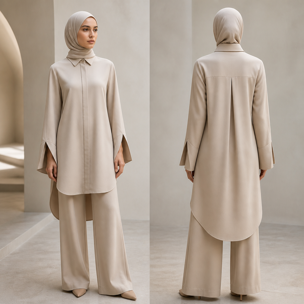 Category Direction for Your Brand
Brand Identity Modest • Minimalist • Old Money • Quiet Luxury • Modern • Timeless • Strong • Soft • Elegant • Royal • Understated
Target Customer Women (especially hijabis) who want luxury-looking, sophisticated everyday wear that feels exclusive, refined, and effortless.
Overall Aesthetic Quiet luxury meets architectural minimalism with timeless tailoring and effortless femininity.
Fashion Inspirations The Row • Totême • Ralph Lauren Collection • Loro Piana • Khaite • Max Mara
Non-Fashion Inspirations Minimalist architecture • Luxury interiors • Travertine & limestone textures • Sculptural forms • Arches • Shadow & light
Color Palette Bone • Warm Ivory • Oyster • Sand • Oatmeal • Camel • Mushroom Taupe • Mocha • Espresso • Deep Navy • Charcoal • Soft Black
Fabric Direction Japanese crepe • Heavy cotton poplin • Tencel twill • Matte satin • Linen blends • Cotton-viscose • Double-faced wool (outerwear)
Silhouette Relaxed but tailored • Long clean lines • Architectural shapes • Flowing without looking oversized • Balanced proportions
Signature Design Language Recognizable collar • Signature cuff • Sculptural sleeve • Clean seam placement • Curved hems • Architectural draping • Hidden details instead of decoration
Core Products Statement tops • Tailored shirts • Elegant co-ords • Wide-leg trousers • Longline blazers • Structured dresses • Lightweight outer layers
Design Principles Simplicity over trends • Perfect fit • Premium fabric • Few but intentional details • Wearable for years
Brand Feeling Calm • Powerful • Exclusive • Sophisticated • Feminine • Confident • Refined
Avoid Loud prints • Heavy embroidery • Rhinestones • Excessive gold hardware • Trendy TikTok details • Random ruffles • Oversized logos • Fast-fashion aesthetics
Competitive Edge Build a recognizable design language rather than relying on logos or embellishments. Make the silhouette itself identifiable.
Keywords to Keep Guiding Every Collection Quiet Luxury • Old Money • Timeless • Modern • Architectural • Soft Structure • Premium • Minimal • Refined • Effortless • Exclusive • Modest
photorealistic fashion design, Category Direction for Your Brand
Brand Identity Modest • Minimalist • Old Money • Quiet Luxury • Modern • Timeless • Strong • Soft • Elegant • Royal • Understated
Target Customer Women (especially hijabis) who want luxury-looking, sophisticated everyday wear that feels exclusive, refined, and effortless.
Overall Aesthetic Quiet luxury meets architectural minimalism with timeless tailoring and effortless femininity.
Fashion Inspirations The Row • Totême • Ralph Lauren Collection • Loro Piana • Khaite • Max Mara
Non-Fashion Inspirations Minimalist architecture • Luxury interiors • Travertine & limestone textures • Sculptural forms • Arches • Shadow & light
Color Palette Bone • Warm Ivory • Oyster • Sand • Oatmeal • Camel • Mushroom Taupe • Mocha • Espresso • Deep Navy • Charcoal • Soft Black
Fabric Direction Japanese crepe • Heavy cotton poplin • Tencel twill • Matte satin • Linen blends • Cotton-viscose • Double-faced wool (outerwear)
Silhouette Relaxed but tailored • Long clean lines • Architectural shapes • Flowing without looking oversized • Balanced proportions
Signature Design Language Recognizable collar • Signature cuff • Sculptural sleeve • Clean seam placement • Curved hems • Architectural draping • Hidden details instead of decoration
Core Products Statement tops • Tailored shirts • Elegant co-ords • Wide-leg trousers • Longline blazers • Structured dresses • Lightweight outer layers
Design Principles Simplicity over trends • Perfect fit • Premium fabric • Few but intentional details • Wearable for years
Brand Feeling Calm • Powerful • Exclusive • Sophisticated • Feminine • Confident • Refined
Avoid Loud prints • Heavy embroidery • Rhinestones • Excessive gold hardware • Trendy TikTok details • Random ruffles • Oversized logos • Fast-fashion aesthetics
Competitive Edge Build a recognizable design language rather than relying on logos or embellishments. Make the silhouette itself identifiable.
Keywords to Keep Guiding Every Collection Quiet Luxury • Old Money • Timeless • Modern • Architectural • Soft Structure • Premium • Minimal • Refined • Effortless • Exclusive • Modest, just the design no text, show front and back