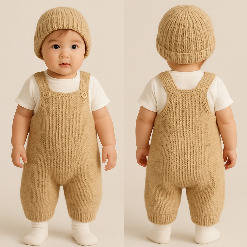 一歳の男の子着用画
ユニセックスの毛糸のオーバーオール
下の服は白
シルエットは丸い感じ
色はベージュ
毛糸の帽子
靴下は白
一歳の男の子着用画
ユニセックスの毛糸のオーバーオール
下の服は白
シルエットは丸い感じ
色はベージュ
毛糸の帽子
靴下は白, show front and back