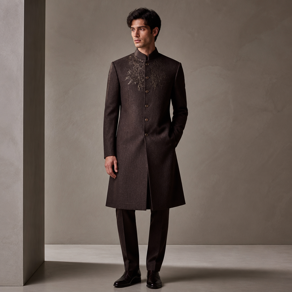 A Male Dress design, suitable for Fall. UZ fashion aesthetics. Current season is Autumn in UZ. Present it as professional fashion catalogue photography: the garment is the subject, shown full-length with editorial styling, neutral posing and tasteful, non-suggestive framing.
photorealistic fashion design, A Male Dress design, suitable for Fall. UZ fashion aesthetics. Current season is Autumn in UZ. Present it as professional fashion catalogue photography: the garment is the subject, shown full-length with editorial styling, neutral posing and tasteful, non-suggestive framing., just the design no text