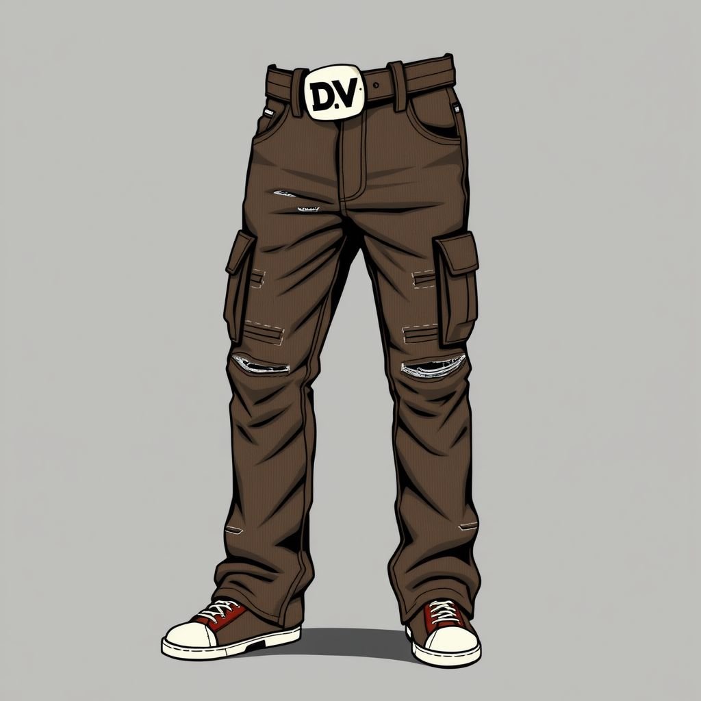 Men Straight Leg Corduroy Casual Pants. With “DV” on belt
Design a pair of men’s straight leg corduroy casual pants that embodies urban streetwear aesthetics. Feature a unique “DV” logo on an oversized belt, embodying a relaxed but stylish look. Incorporate bold colors and textures, along with distressed detailing and deep pockets for functionality, effortlessly blending comfort with edgy urban appeal.