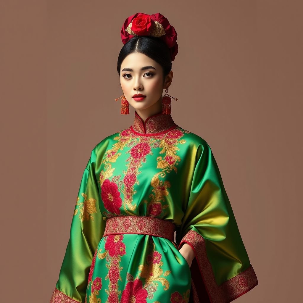 عيد
Create a vibrant, contemporary fashion collection inspired by the festive spirit of عيد. Incorporate traditional patterns and motifs, reimagined in bold, flowing silhouettes. Utilize rich fabrics like silk and satin in hues of gold, emerald, and deep burgundy. Accessorize with intricate embroidery and beaded embellishments to celebrate cultural heritage elegantly.