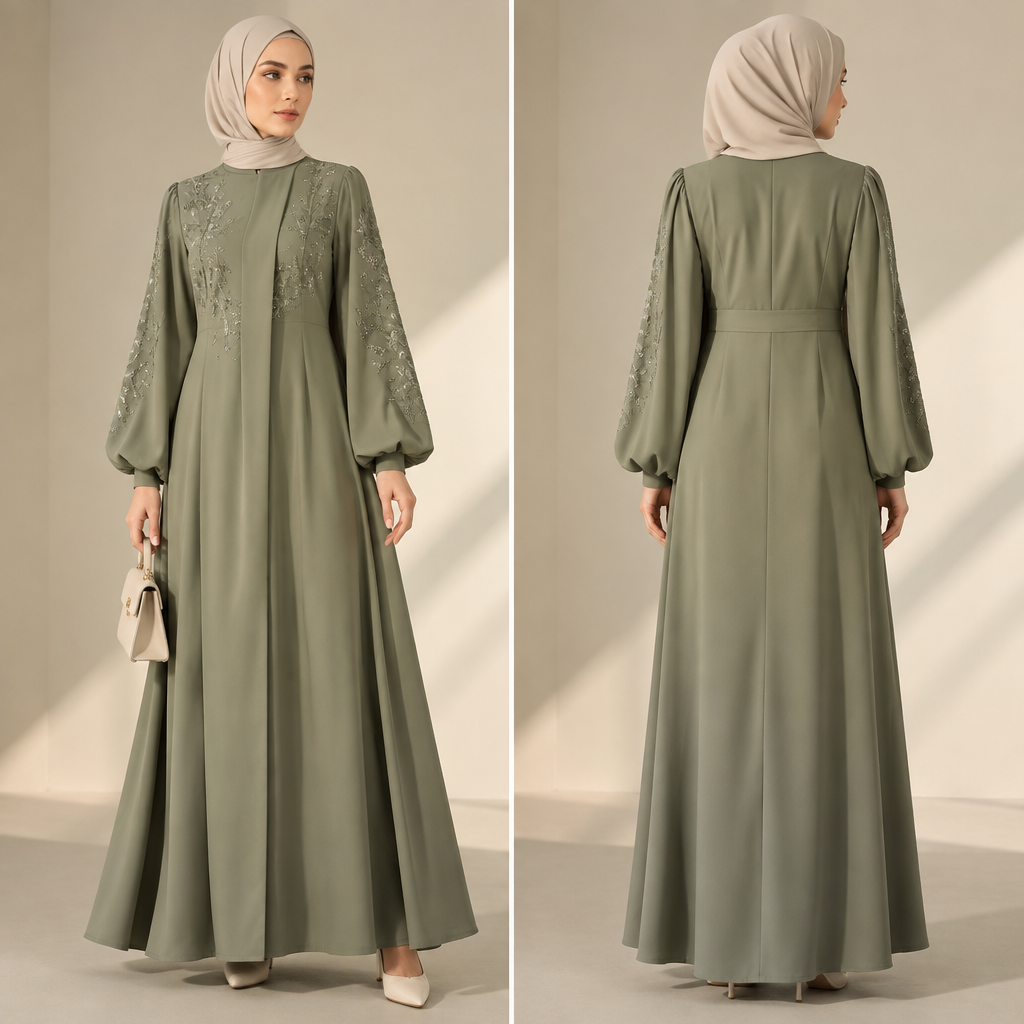 بس؟. Design with modest coverage. Present it as professional fashion catalogue photography: the garment is the subject, shown full-length with editorial styling, neutral posing and tasteful, non-suggestive framing.
photorealistic fashion design, بس؟. Design with modest coverage. Present it as professional fashion catalogue photography: the garment is the subject, shown full-length with editorial styling, neutral posing and tasteful, non-suggestive framing., just the design no text