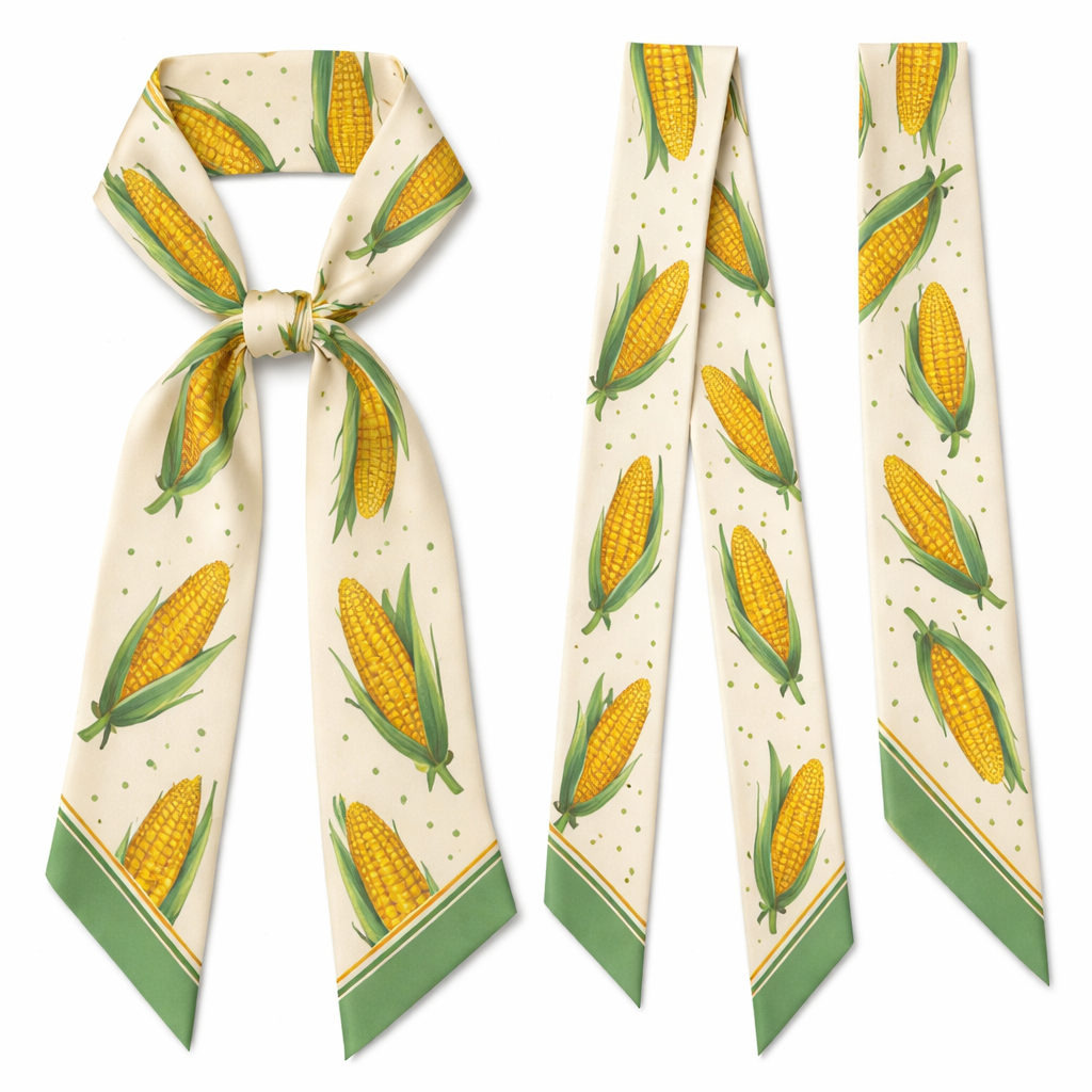 Design silk twilly 5x86cm with oblique edges
Super simple and tailored corn pattern
Design silk twilly 5x86cm with oblique edges
Super simple and tailored corn pattern, classic style, show front and back