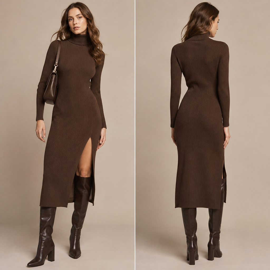 A Female Dress design, suitable for Fall. Consider American fashion — diverse and trend-driven, casual-cool, athleisure influence, regional variety from NYC sophistication to LA relaxed. Current season is Autumn in United States. Present it as professional fashion catalogue photography: the garment is the subject, shown full-length with editorial styling, neutral posing and tasteful, non-suggestive framing.
photorealistic fashion design, A Female Dress design, suitable for Fall. Consider American fashion — diverse and trend-driven, casual-cool, athleisure influence, regional variety from NYC sophistication to LA relaxed. Current season is Autumn in United States. Present it as professional fashion catalogue photography: the garment is the subject, shown full-length with editorial styling, neutral posing and tasteful, non-suggestive framing., just the design no text