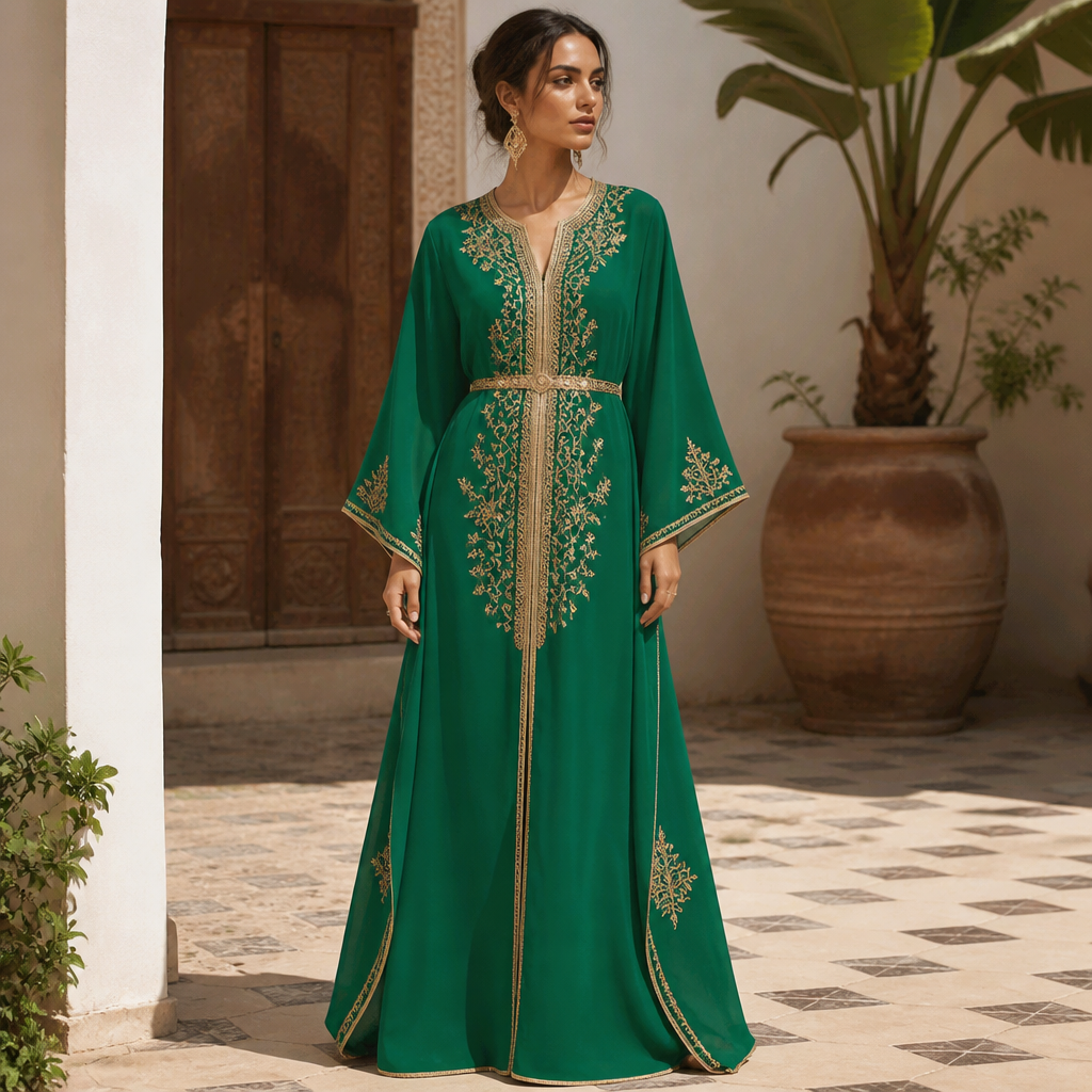A Female Dress design, suitable for Summer. Consider Moroccan fashion — caftan, djellaba, intricate embroidery, jewel-toned fabrics. Current season is Summer in Morocco.
photorealistic fashion design, A Female Dress design, suitable for Summer. Consider Moroccan fashion — caftan, djellaba, intricate embroidery, jewel-toned fabrics. Current season is Summer in Morocco., just the design no text