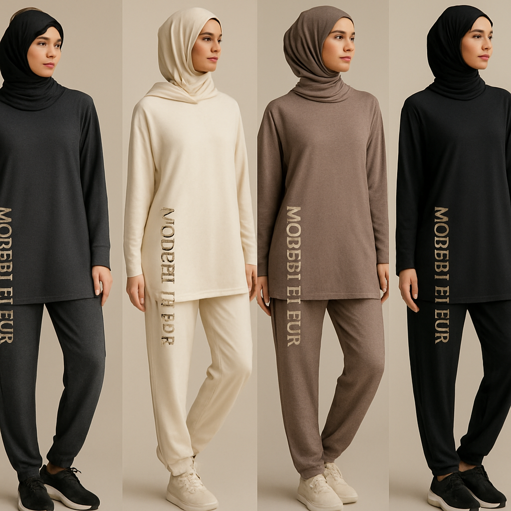 Create a revolutionary women’s modest loose gym wear brand called “Modest Fleur”. Display the brand name on the garments in a unique stone design on the side, exuding a classy and sophisticated vibe. I’d like four designs, each showcasing different styles and fabrics, with high-end, unique chic designs to make them truly special.
Create a revolutionary women’s modest loose gym wear brand called “Modest Fleur”. Display the brand name on the garments in a unique stone design on the side, exuding a classy and sophisticated vibe. I’d like four designs, each showcasing different styles and fabrics, with high-end, unique chic designs to make them truly special.