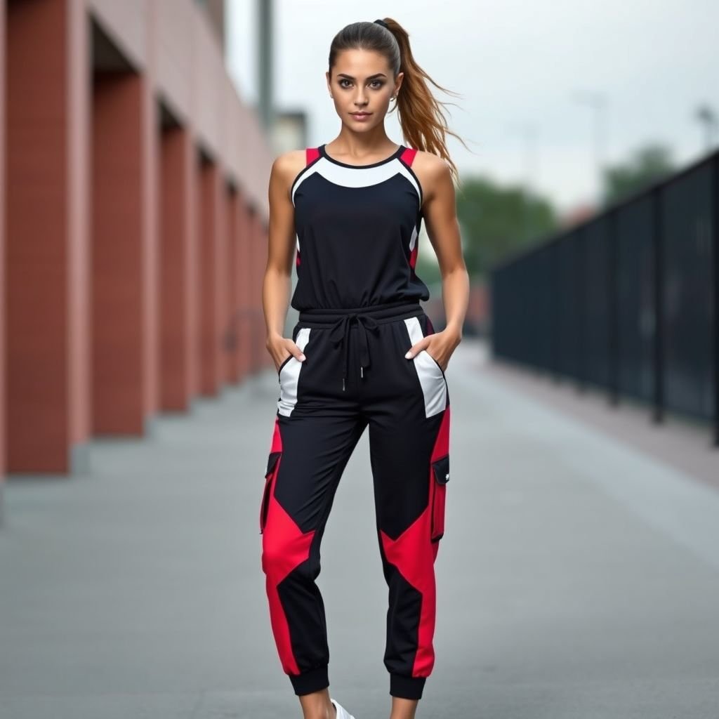 Where modesty meets performance — this athletic top is crafted for the empowered woman who moves with purpose.” Designed with premium, sweat-wicking fabric that feels soft yet structured, this top sculpts the body while keeping it covered. The waist-cinched silhouette gently defines your shape, flaring out in a pleated skirt-style hem that mimics the look of a tennis skirt — creating a seamless one-piece illusion. • High-collar zip-up front for adjustable coverage • Long sleeves with hidden thumbholes for added comfort • Built-in modesty: full-length coverage with no clinging • Feminine, flattering, and confidently athletic • Perfect for gym sessions, padel games, or everyday movement Color shown: Deco Pink Also available in: Washed Blue, Black Sand, and Olive Dust Inspired by elegance. Built for motion. Made for you.
Introducing a chic sporty ensemble that redefines activewear! This high-performance jumpsuit combines a form-flattering fit with a playful flair. Featuring a breathable mesh bodice and strategically placed side panels, it ensures freedom of movement. Complete with an adjustable drawstring waist, practical pockets, and retro-inspired color-blocking, it's a versatile piece for workouts or casual outings!