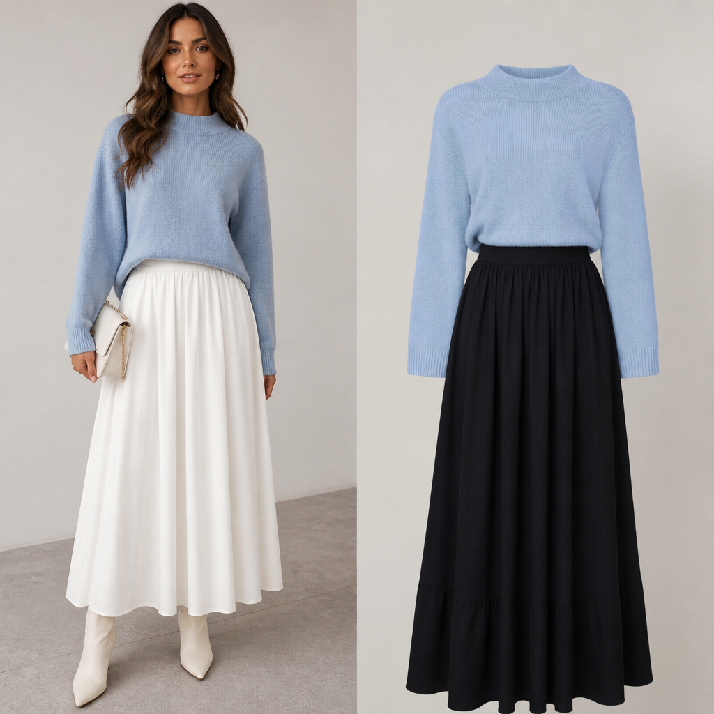 A Female Dress design, suitable for Winter, in Casual style. casual com cor azul pastel, algo casual. e pode ser um conjunto de uma saia branca ou preta. Brazil fashion aesthetics. Design with modest coverage.
photorealistic fashion design, A Female Dress design, suitable for Winter, in Casual style. casual com cor azul pastel, algo casual. e pode ser um conjunto de uma saia branca ou preta. Brazil fashion aesthetics. Design with modest coverage., casual style, just the design no text
