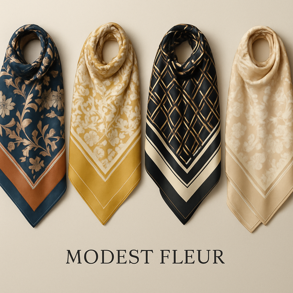Create me different designs of scarves first In the world by making them unique and chic sophisticated for my brand “Modest Fleur
Create me different designs of scarves first In the world by making them unique and chic sophisticated for my brand “Modest Fleur