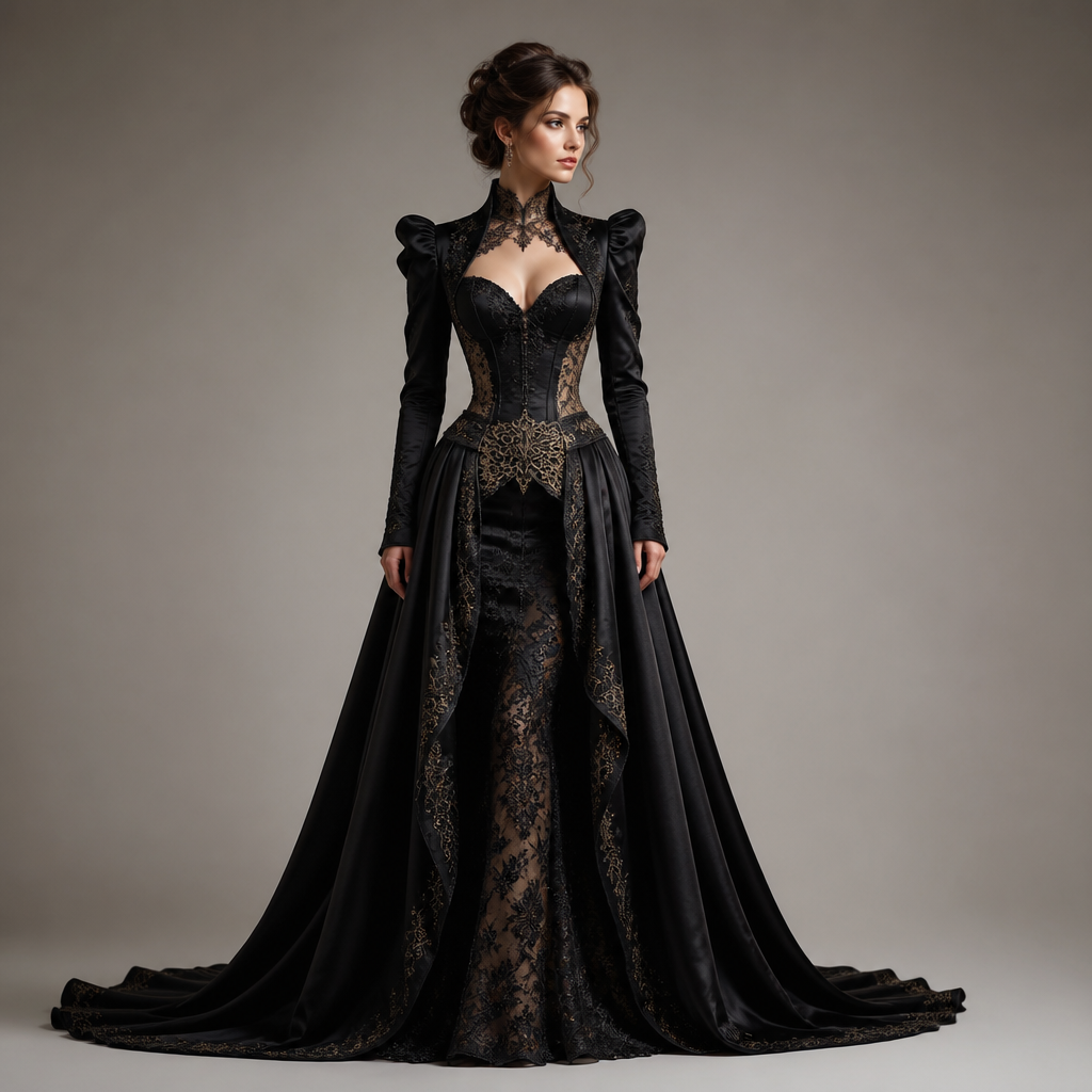 A Dress design. فستان من العصر الفكتوري مع لمسات من العصر الحديث حيث يعكس القوة و الفخامه و الانوثه. SD fashion aesthetics. Present it as professional fashion catalogue photography: the garment is the subject, shown full-length with editorial styling, neutral posing and tasteful, non-suggestive framing.
photorealistic fashion design, A Dress design. فستان من العصر الفكتوري مع لمسات من العصر الحديث حيث يعكس القوة و الفخامه و الانوثه. SD fashion aesthetics. Present it as professional fashion catalogue photography: the garment is the subject, shown full-length with editorial styling, neutral posing and tasteful, non-suggestive framing., just the design no text