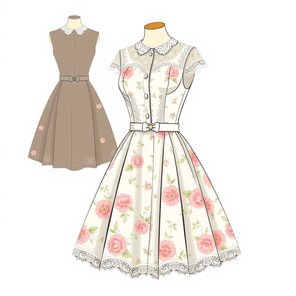 فستان
Design a vintage-inspired فستان that evokes the elegance of the 1950s. Picture a tea-length silhouette with a fitted bodice, full swing skirt, and delicate lace accents. Use pastel floral prints and a cinched waist to accentuate femininity, complemented by a classic belt. Add a charming bow detail for a whimsical touch.