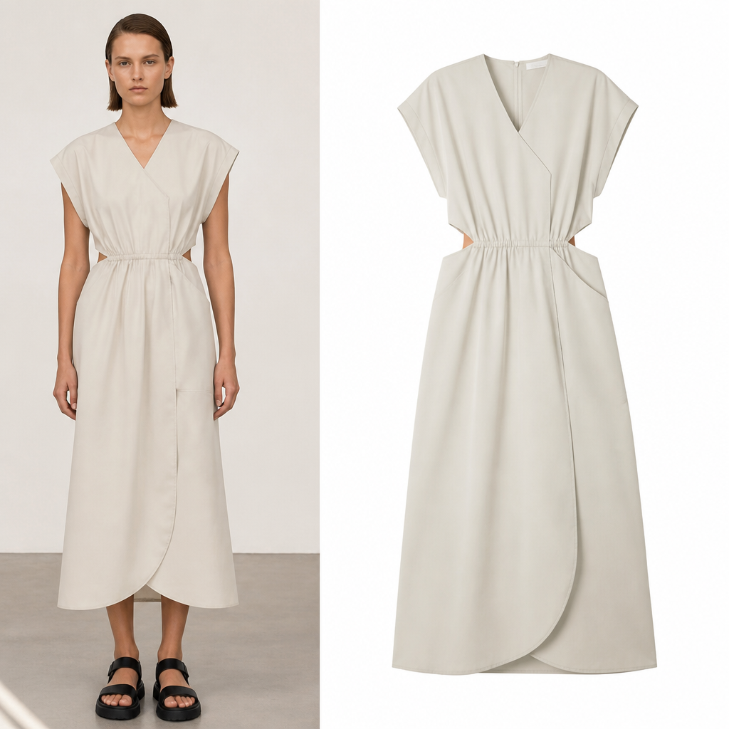 A Female Dress design, suitable for Summer. Consider German fashion — functional minimalism, Bauhaus-influenced clean lines, sustainable fashion forward. Current season is Summer in Germany.
photorealistic fashion design, A Female Dress design, suitable for Summer. Consider German fashion — functional minimalism, Bauhaus-influenced clean lines, sustainable fashion forward. Current season is Summer in Germany., just the design no text