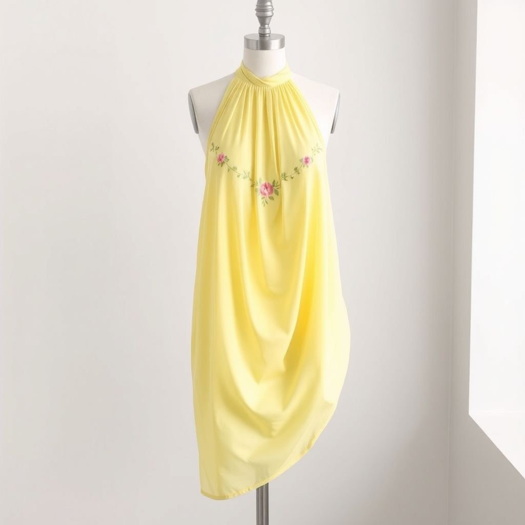 i want to make a cotton lycra long basic top with halter neck in pastel yellow
Design a serene pastel yellow cotton lycra long top featuring an elegant halter neck that gracefully accentuates the shoulders. Infuse the style with a minimalist chic vibe, incorporating gentle draping for a flowy silhouette. Pair it with subtle embroidery of floral motifs along the neckline, celebrating organic, effortless sophistication.