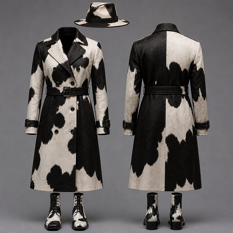 Make this a long coat with the trench coat style
edit the attached fashion design with these instructions: Make this a long coat with the trench coat style. keep it photorealistic, just the design no text