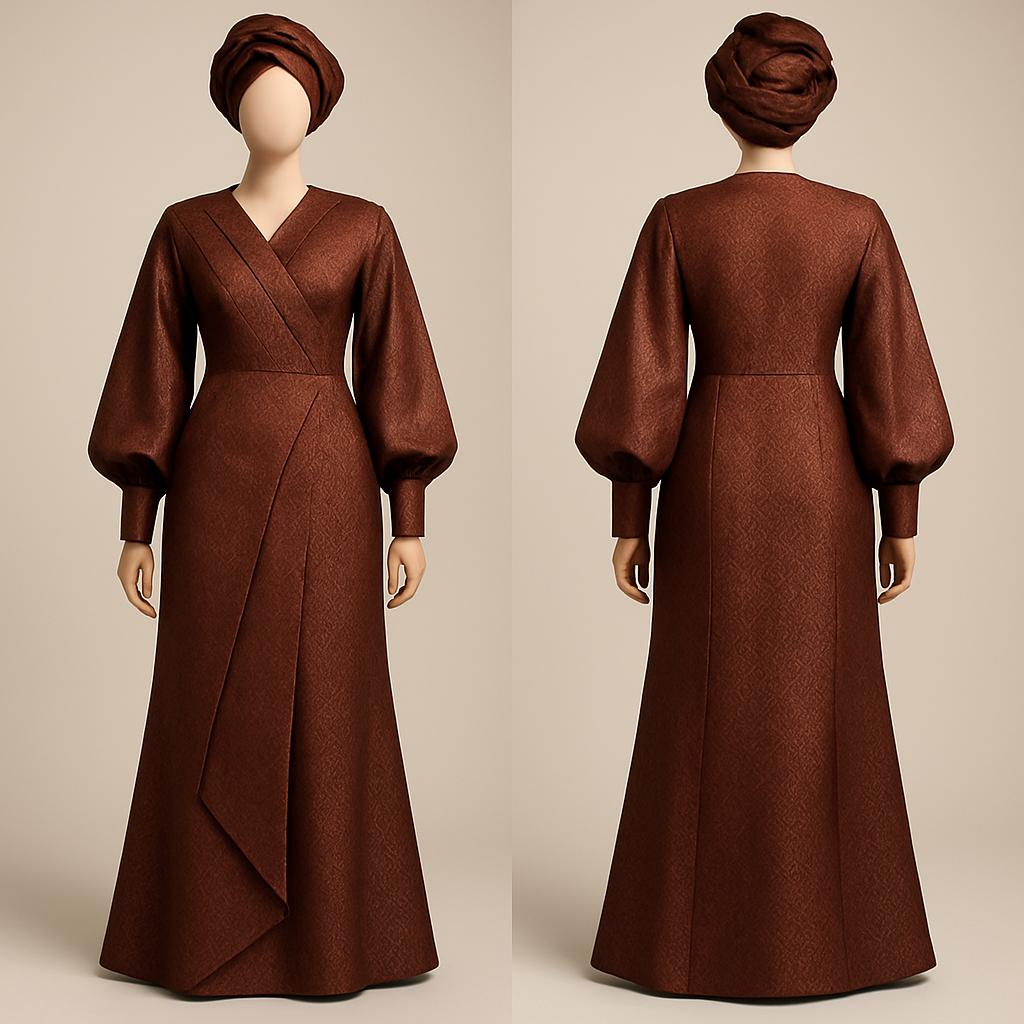 Create a shadda boubou for women that's the first of its kind, unique, classy, and sophisticated in design.
Create a shadda boubou for women that's the first of its kind, unique, classy, and sophisticated in design., show front and back