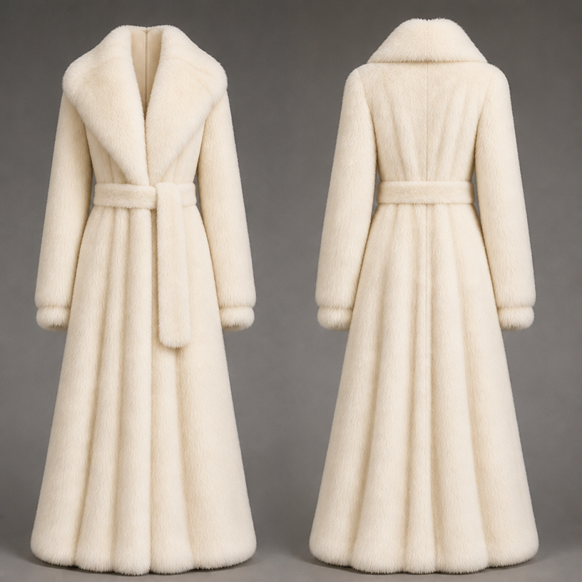 Make it cream and make a belt around the waist
edit the attached fashion design with these instructions: Make it cream and make a belt around the waist. keep it photorealistic, just the design no text