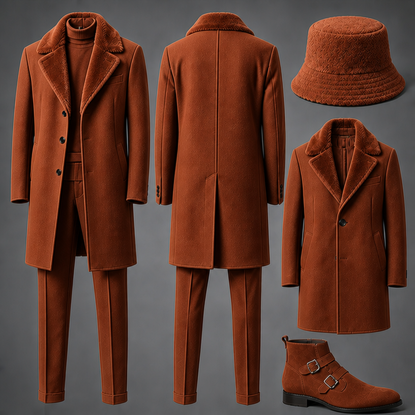Make in cooper
edit the attached fashion design with these instructions: Make in cooper. keep it photorealistic, just the design no text