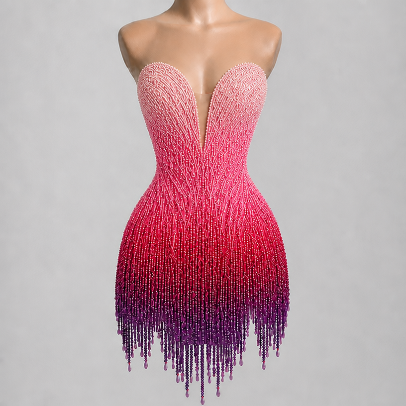 Less white and start pink higher
edit the attached fashion design with these instructions: Less white and start pink higher. keep it photorealistic, just the design no text