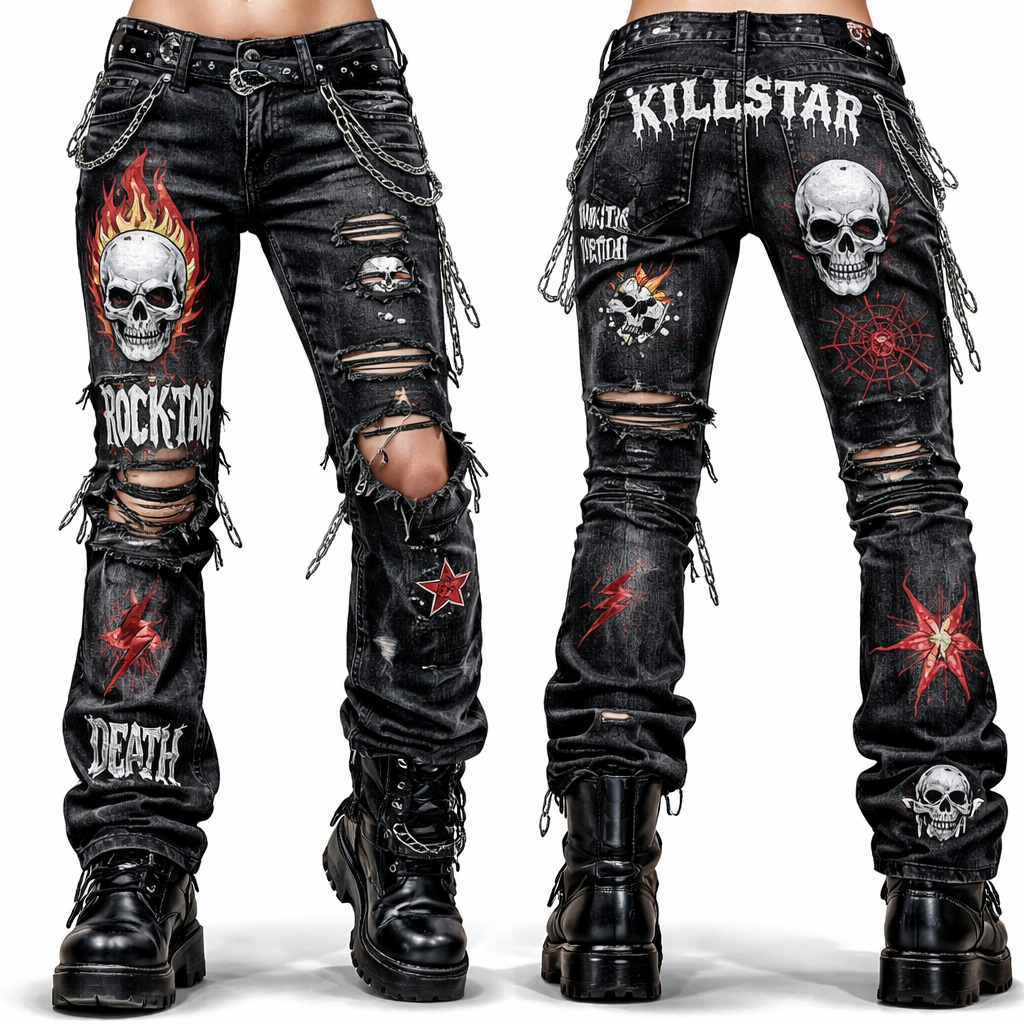 Customer stick and or print dem jeans
Customer stick and or print dem jeans
, rock style, show front and back