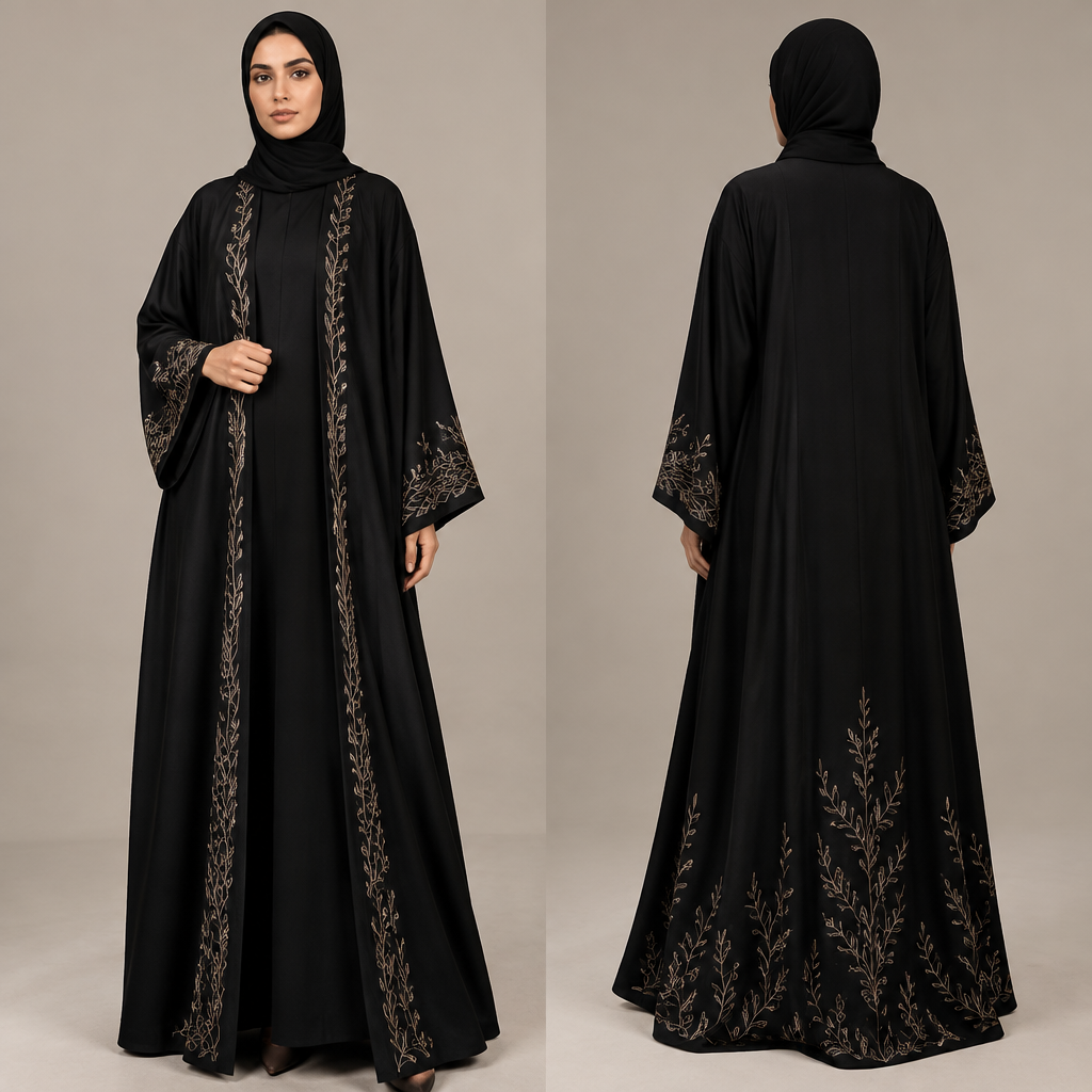 Abaya
photorealistic fashion design, Abaya, just the design no text, show front and back