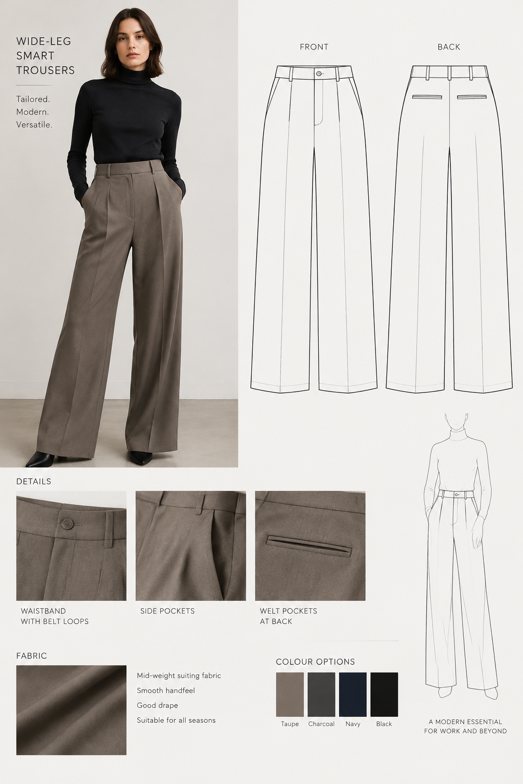 smart trousers with a wider leg
smart trousers with a wider leg