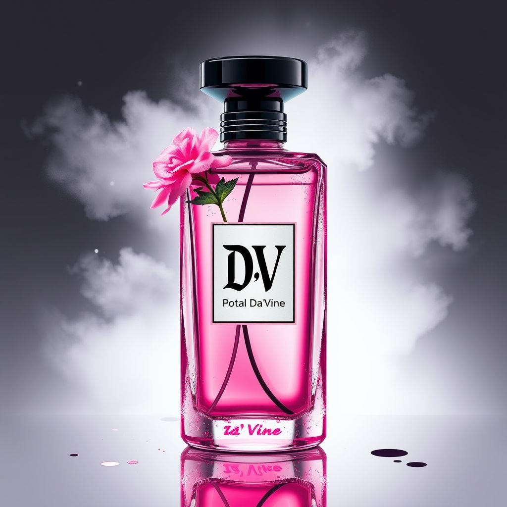Pink with the name “Da’Vine” on it. With DV on it. Shape the bottle as a flower
Design an edgy streetwear collection inspired by a pink floral perfume bottle named "Da'Vine." Incorporate bold graphic elements featuring the logo "DV." Use asymmetrical cuts, metallic accents, and distressed fabrics to reflect rebellion. Experiment with edgy silhouettes, layering techniques, and unconventional accessories to embody the essence of urban chic and floral fierceness.