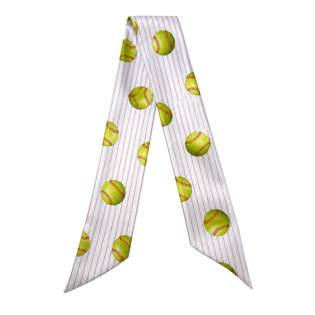 Design a silk twilly that has classic women’s softballs scattered throughout and the background to on thin red pinstripes. The ball have to be like they really are green/yellow with red stitching
photorealistic fashion design, Design a silk twilly that has classic women’s softballs scattered throughout and the background to on thin red pinstripes. The ball have to be like they really are green/yellow with red stitching, classic style, just the design no text