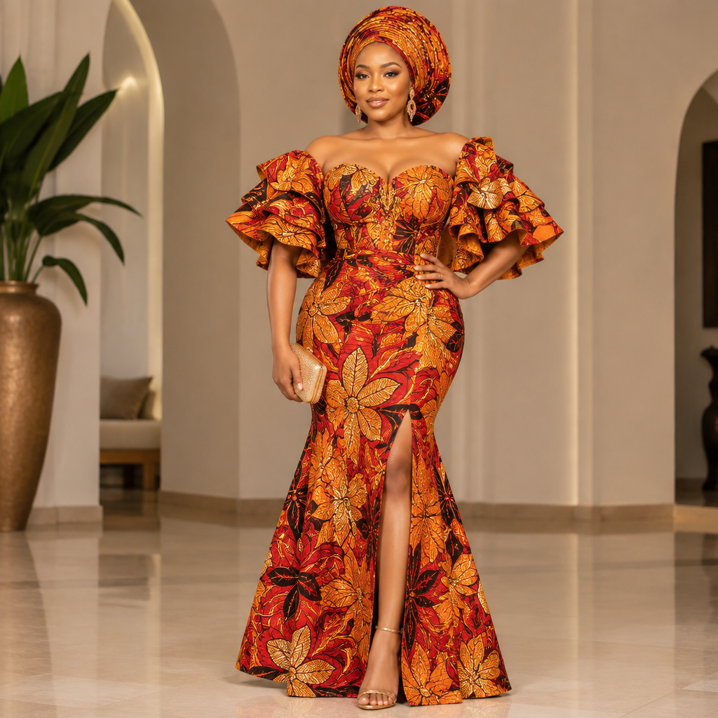A Female Dress design, with a soft, cosy hand, with a Tailored silhouette, in a Bold & Bright color palette, for Party, shown on a model with a curvy figure. Consider Nigerian fashion — Ankara prints, aso-oke, adire, agbada; vibrant patterns, head-wraps (gele), bold colors and statement pieces. Present it as professional fashion catalogue photography: the garment is the subject, shown full-length with editorial styling, neutral posing and tasteful, non-suggestive framing.
photorealistic fashion design, A Female Dress design, with a soft, cosy hand, with a Tailored silhouette, in a Bold & Bright color palette, for Party, shown on a model with a curvy figure. Consider Nigerian fashion — Ankara prints, aso-oke, adire, agbada; vibrant patterns, head-wraps (gele), bold colors and statement pieces. Present it as professional fashion catalogue photography: the garment is the subject, shown full-length with editorial styling, neutral posing and tasteful, non-suggestive framing., just the design no text