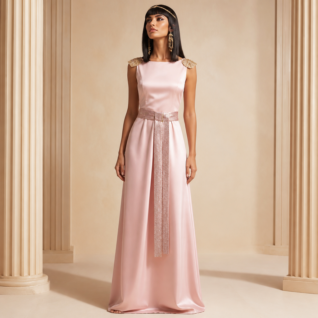 A Female Dress design, suitable for Summer. “Diseña un vestido inspirado en una reina egipcia, sencillo y elegante. Usa principalmente esta tela de raso rosa liso como tela principal y la tela rosa con brillitos solamente para los detalles. Quiero un diseño fácil de confeccionar, largo hasta los pies, con un corte sencillo y elegante. Añade una banda o cinturón de la tela con brillitos y un pequeño detalle egipcio en los hombros. No quiero demasiados adornos ni un vestido complicado. Quiero que se vea como un disfraz de reina egipcia, pero moderno y sencillo.”. PA fashion aesthetics. Present it as professional fashion catalogue photography: the garment is the subject, shown full-length with editorial styling, neutral posing and tasteful, non-suggestive framing.
photorealistic fashion design, A Female Dress design, suitable for Summer. “Diseña un vestido inspirado en una reina egipcia, sencillo y elegante. Usa principalmente esta tela de raso rosa liso como tela principal y la tela rosa con brillitos solamente para los detalles. Quiero un diseño fácil de confeccionar, largo hasta los pies, con un corte sencillo y elegante. Añade una banda o cinturón de la tela con brillitos y un pequeño detalle egipcio en los hombros. No quiero demasiados adornos ni un vestido complicado. Quiero que se vea como un disfraz de reina egipcia, pero moderno y sencillo.”. PA fashion aesthetics. Present it as professional fashion catalogue photography: the garment is the subject, shown full-length with editorial styling, neutral posing and tasteful, non-suggestive framing., just the design no text
