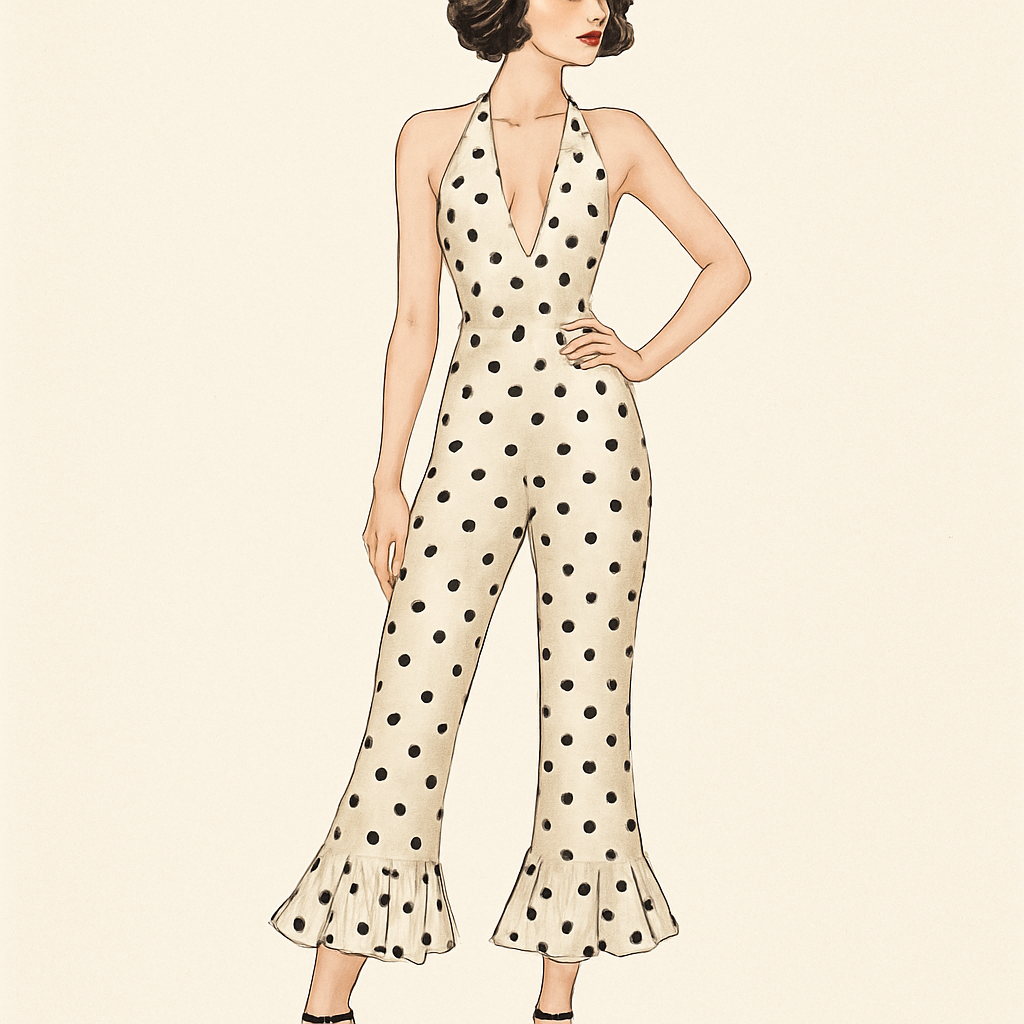 Coquette hem halter sexy jumpsuit
Coquette hem halter sexy jumpsuit , polka_dot style