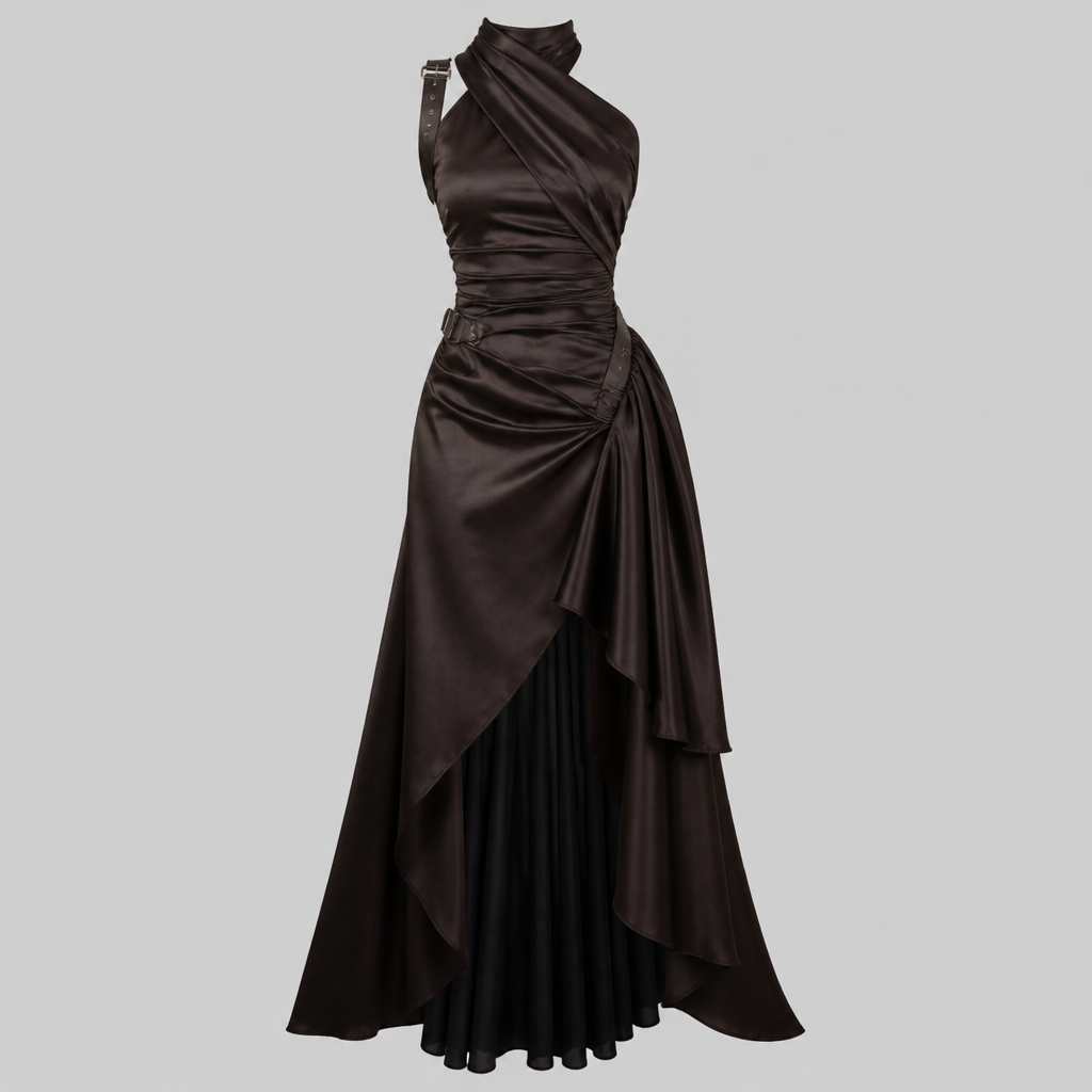 A Dress design, made of Silk, for Formal, suitable for Summer, in Dark Academia + Formal + Punk style. New Zealand fashion aesthetics.
photorealistic fashion design, A Dress design, made of Silk, for Formal, suitable for Summer, in Dark Academia + Formal + Punk style. New Zealand fashion aesthetics., dark_academia style, just the design no text