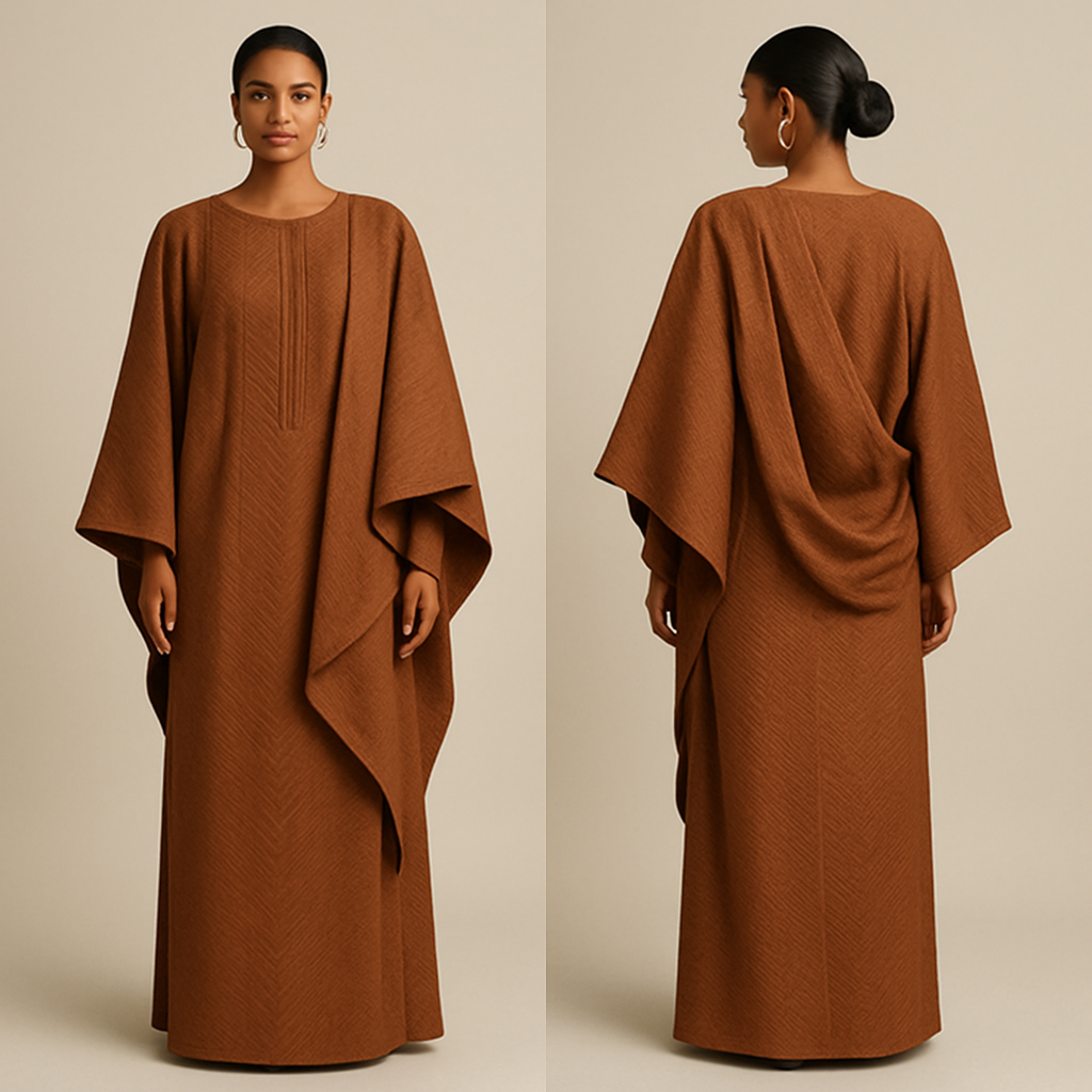 Create a shadda boubou for women that's the first of its kind, unique, classy, and sophisticated in design.
Create a shadda boubou for women that's the first of its kind, unique, classy, and sophisticated in design., show front and back