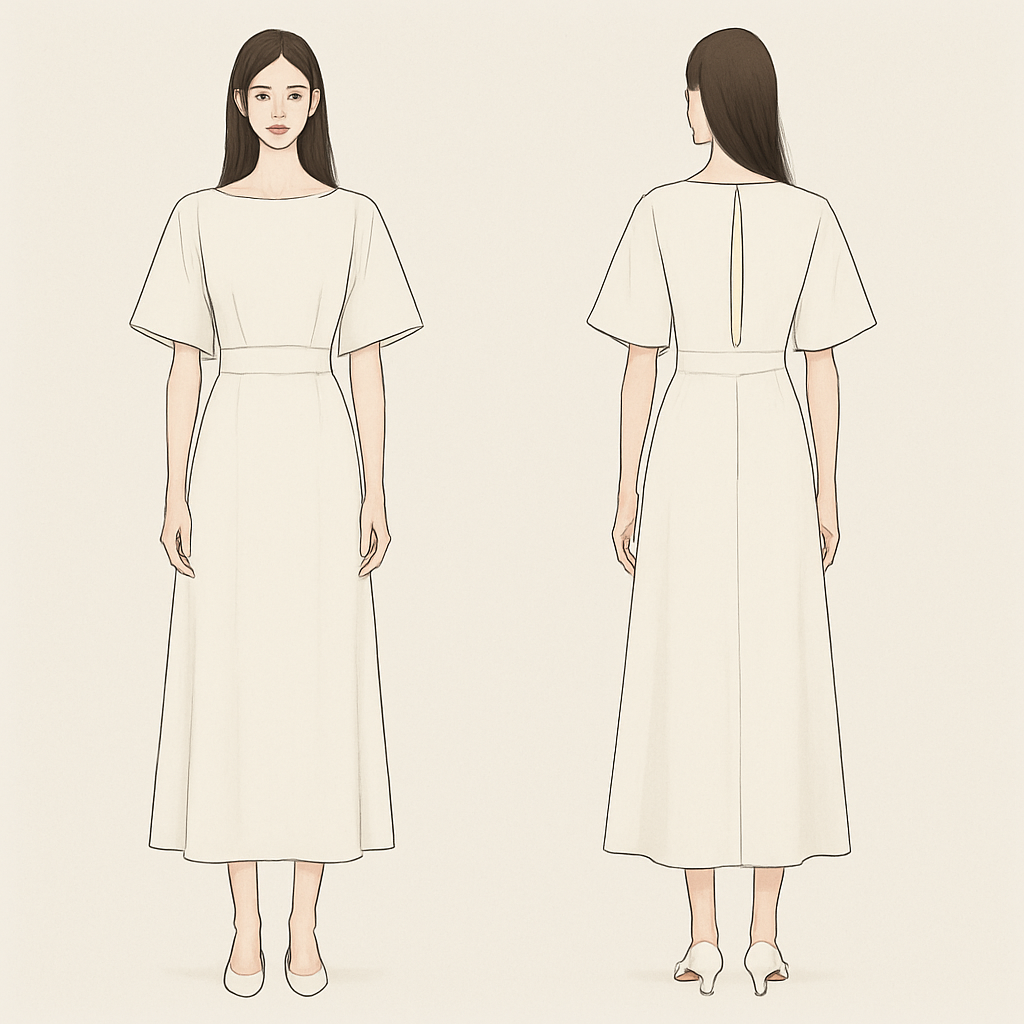 San
San, minimalist style, show front and back