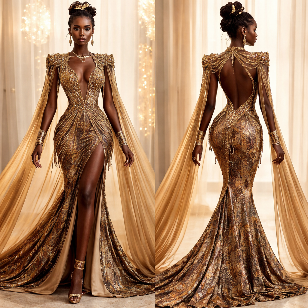 African
African, luxury style, show front and back