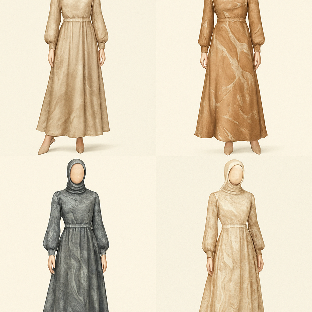Create a modest luxury dress using silk fabric and others, the first of its kind, featuring a unique stone design that exudes a classy and sophisticated vibe. I'd like four designs, each showcasing different styles and fabrics. Incorporate high-end, unique chic stone designs to make them truly special.

Create a modest luxury dress using silk fabric and others, the first of its kind, featuring a unique stone design that exudes a classy and sophisticated vibe. I'd like four designs, each showcasing different styles and fabrics. Incorporate high-end, unique chic stone designs to make them truly special.