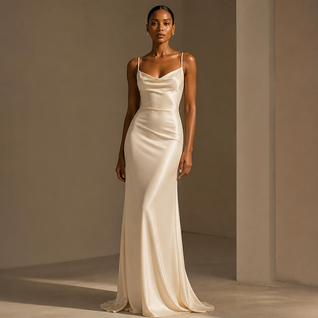 A Female Dress design, suitable for Summer, in Quiet Luxury style. the top of the dress should be like a curved spaghetti style then the hip should be slim and the bottom should be flawless and silky. Nigeria fashion aesthetics.
photorealistic fashion design, A Female Dress design, suitable for Summer, in Quiet Luxury style. the top of the dress should be like a curved spaghetti style then the hip should be slim and the bottom should be flawless and silky. Nigeria fashion aesthetics., quiet_luxury style, just the design no text