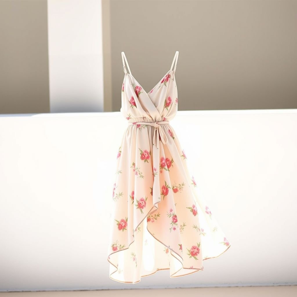 שמלה קיצית בסטייל קליל יווני
Imagine a flowing summer dress inspired by breezy Greek aesthetics. Crafted from lightweight, airy fabrics, it features delicate draping and asymmetric cuts. Soft pastel hues mingle with subtle floral prints, while adjustable spaghetti straps accentuate the shoulders. Finished with a cinched waist and a cascading hemline, this dress embodies effortless elegance and timeless charm.