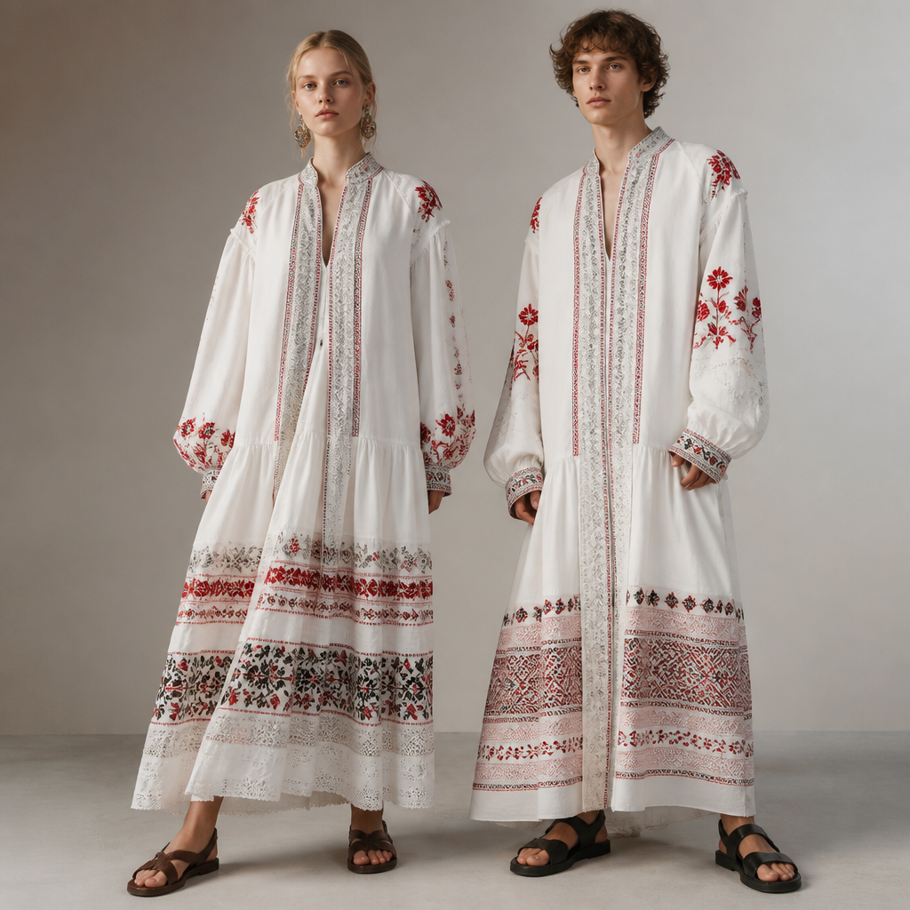 A Unisex Dress design, suitable for Summer. Consider Russian fashion — fur and layering traditions, bold patterns, mix of European elegance and Slavic folk motifs. Current season is Summer in Russia. Present it as professional fashion catalogue photography: the garment is the subject, shown full-length with editorial styling, neutral posing and tasteful, non-suggestive framing.
photorealistic fashion design, A Unisex Dress design, suitable for Summer. Consider Russian fashion — fur and layering traditions, bold patterns, mix of European elegance and Slavic folk motifs. Current season is Summer in Russia. Present it as professional fashion catalogue photography: the garment is the subject, shown full-length with editorial styling, neutral posing and tasteful, non-suggestive framing., just the design no text