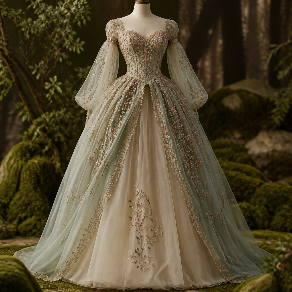 A Dress design. frumoasa din pădurea adormită. Romania fashion aesthetics.
photorealistic fashion design, A Dress design. frumoasa din pădurea adormită. Romania fashion aesthetics., just the design no text