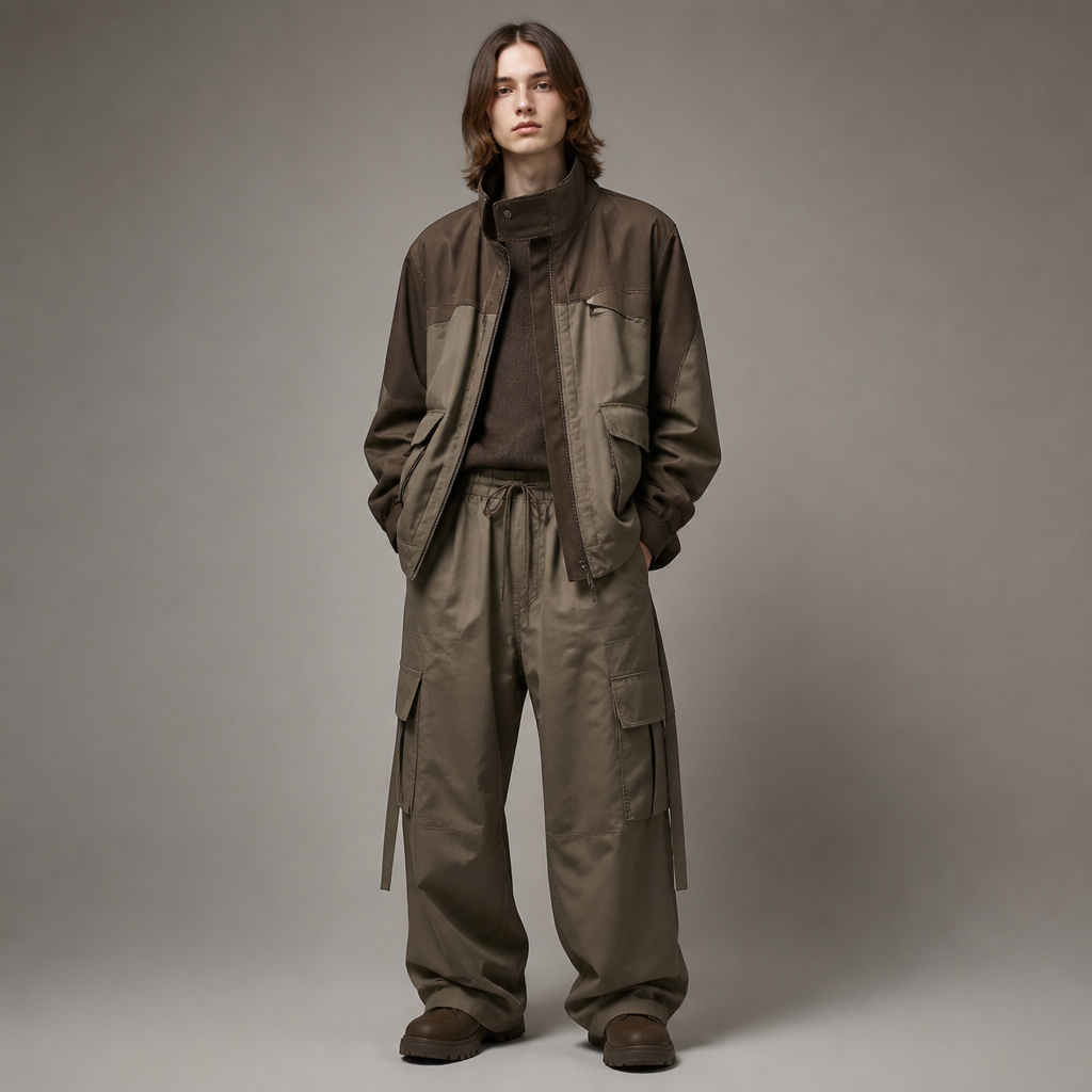 A Unisex fashion design, in an Earth Tones color palette. UG fashion aesthetics. Present it as professional fashion catalogue photography: the garment is the subject, shown full-length with editorial styling, neutral posing and tasteful, non-suggestive framing.
photorealistic fashion design, A Unisex fashion design, in an Earth Tones color palette. UG fashion aesthetics. Present it as professional fashion catalogue photography: the garment is the subject, shown full-length with editorial styling, neutral posing and tasteful, non-suggestive framing., just the design no text