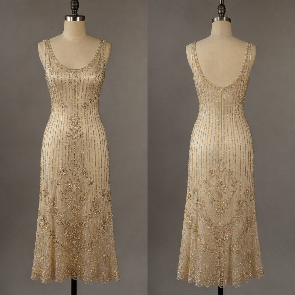 Designed fitting dress with beads
photorealistic fashion design, Designed fitting dress with beads, vintage style, just the design no text, show front and back
