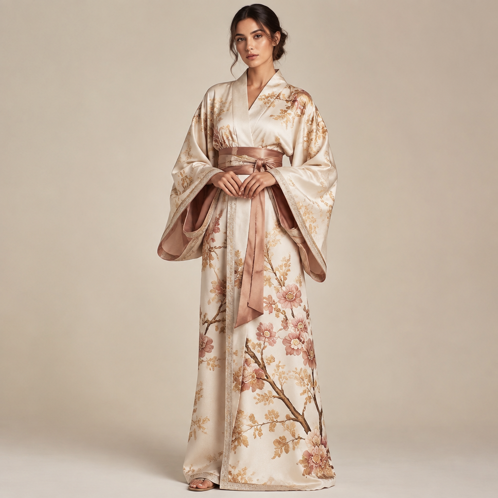 A Kimono design. فتات ترتدي. LB fashion aesthetics. Present it as professional fashion catalogue photography: the garment is the subject, shown full-length with editorial styling, neutral posing and tasteful, non-suggestive framing.
photorealistic fashion design, A Kimono design. فتات ترتدي. LB fashion aesthetics. Present it as professional fashion catalogue photography: the garment is the subject, shown full-length with editorial styling, neutral posing and tasteful, non-suggestive framing., just the design no text