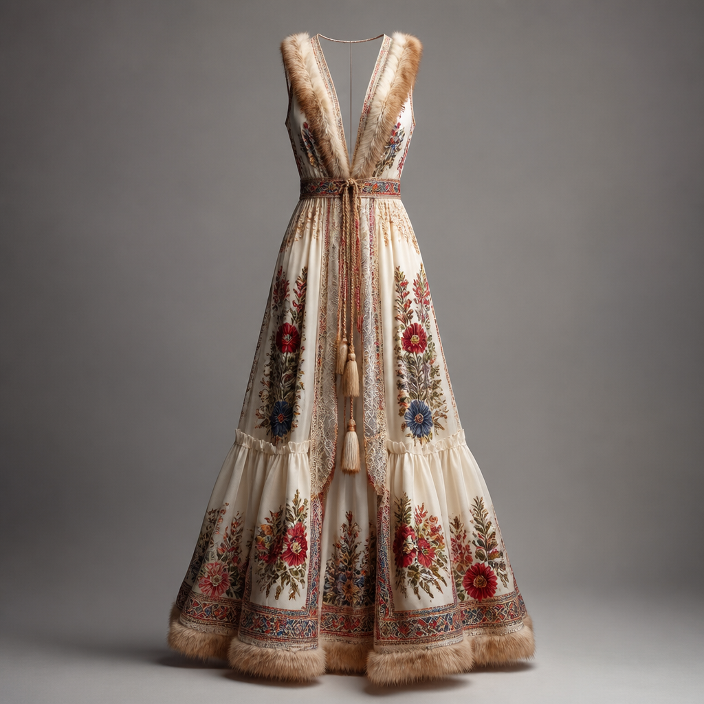 A Female Dress design, suitable for Summer. Consider Russian fashion — fur and layering traditions, bold patterns, mix of European elegance and Slavic folk motifs. Current season is Summer in Russia.
photorealistic fashion design, A Female Dress design, suitable for Summer. Consider Russian fashion — fur and layering traditions, bold patterns, mix of European elegance and Slavic folk motifs. Current season is Summer in Russia., just the design no text